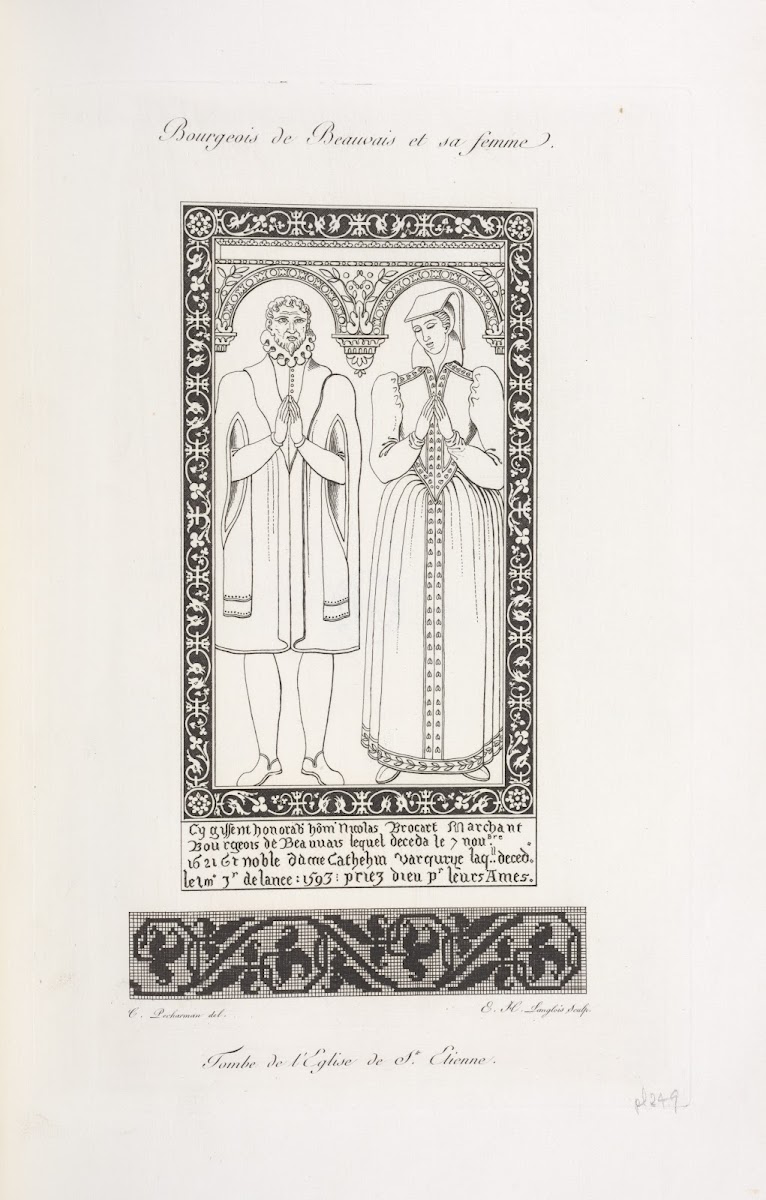 Bourgeois de Beauvais et sa femme Tombe de léglise de St Étienne 1839