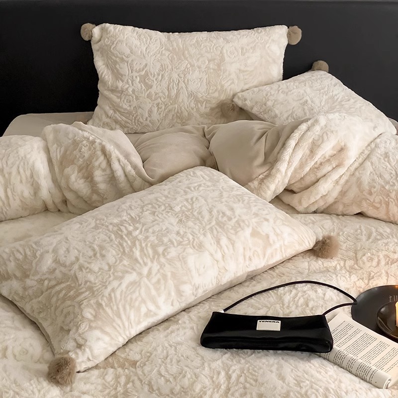 4-piece bedding set, milk fleece, geometric pattern