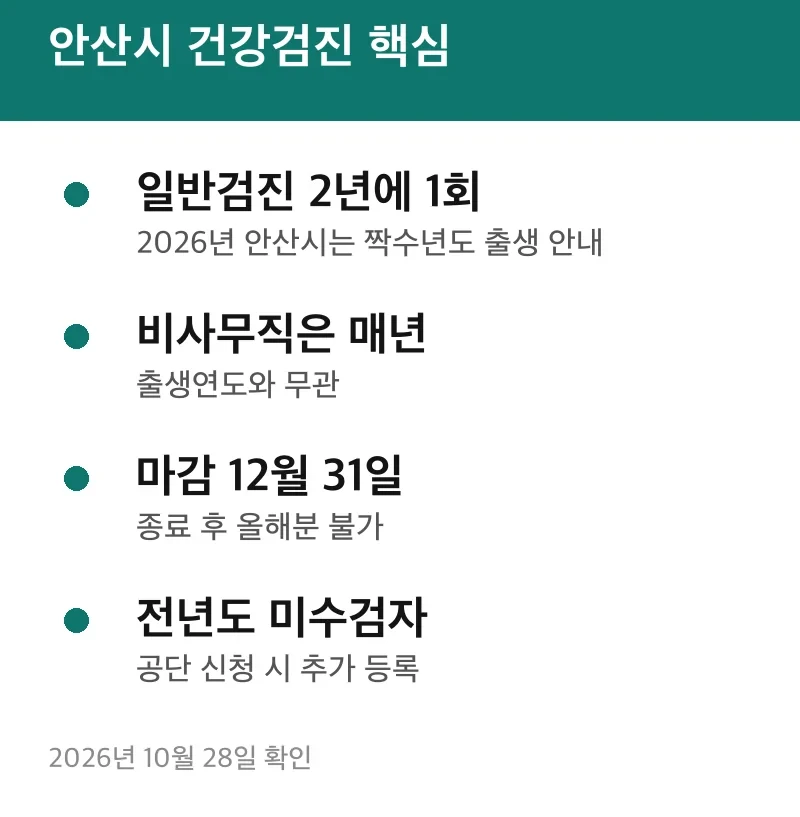 안산시 건강검진 핵심