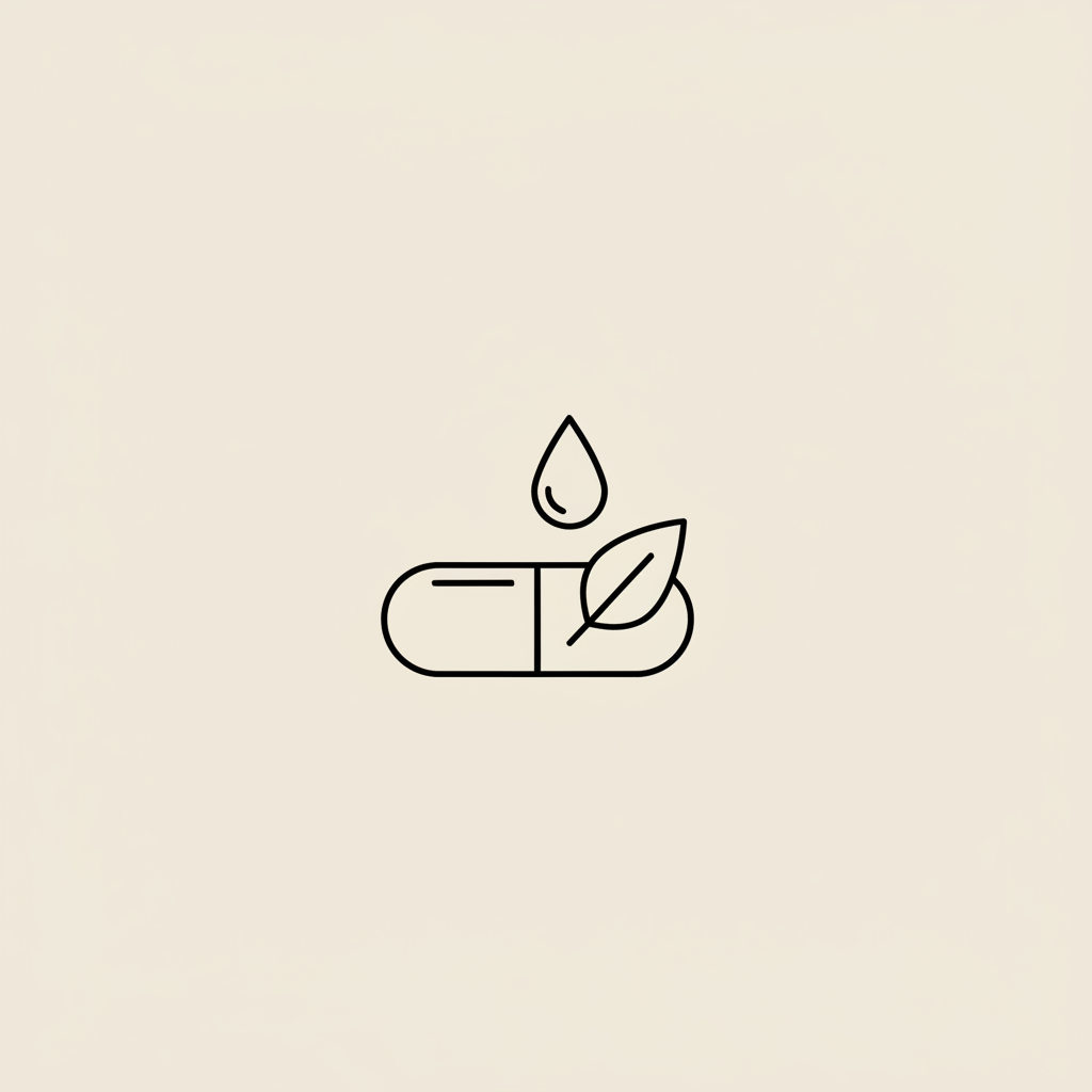 Minimal Tonum line illustration of capsule, leaf, and droplet on beige background for metabolic support — do exogenous ketones put you in ketosis