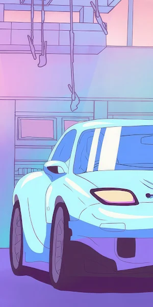 Vaporwave, Anime, Car, Girl, Rx7 4K Wallpaper Background