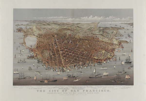 The City of San Francisco Birds eye view from the bay looking south west 1878