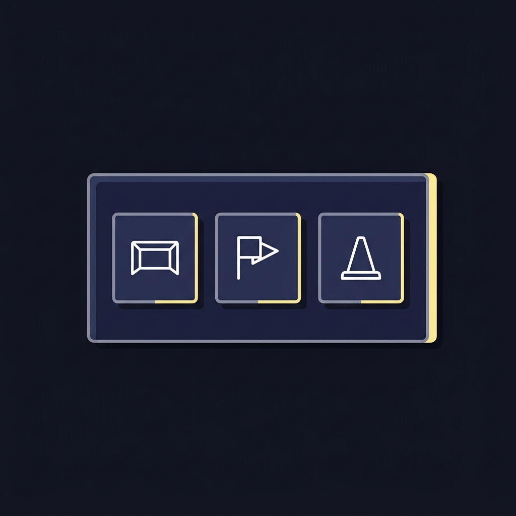 Minimalist 2D vector showing a simplified sports scoreboard and three icon chips explaining How Method-of-Victory Markets Work in Funded Plays brand colors on a dark background