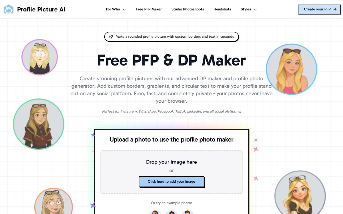 Captura de profilepicturemaker.com