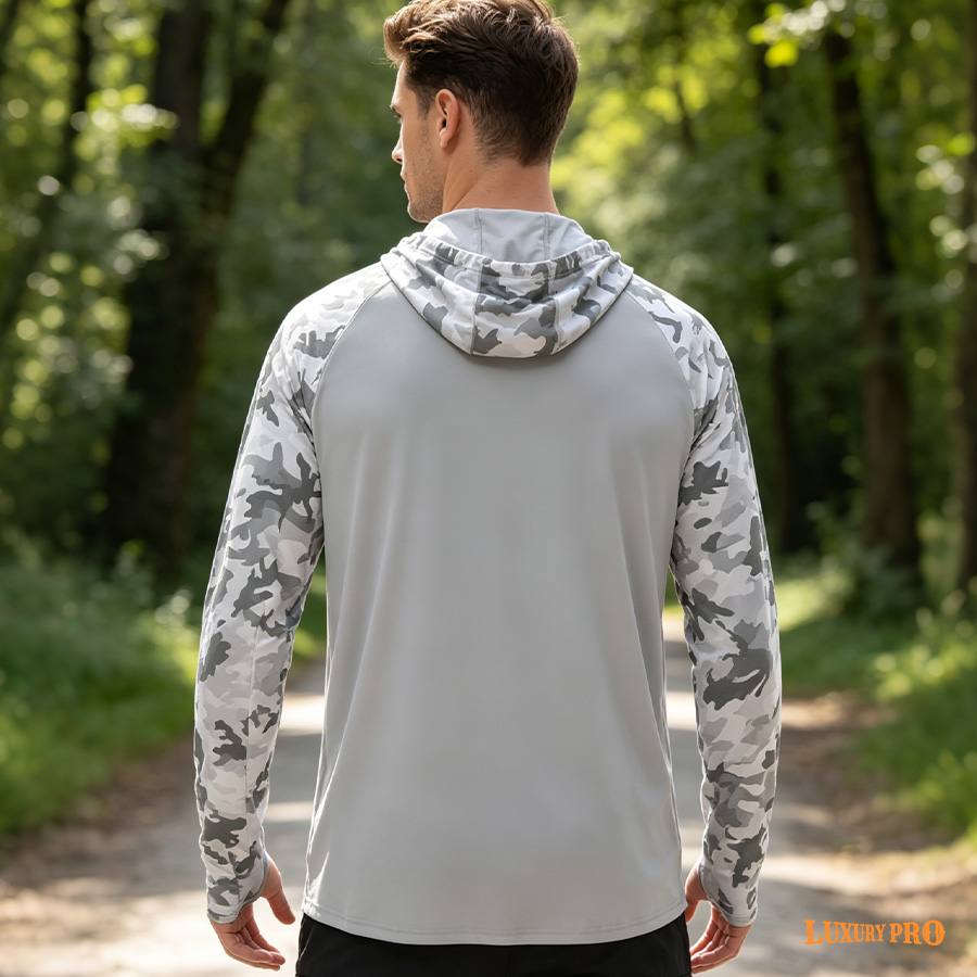 AOP TPM bird eye fabric raglan hooded sweatshirt