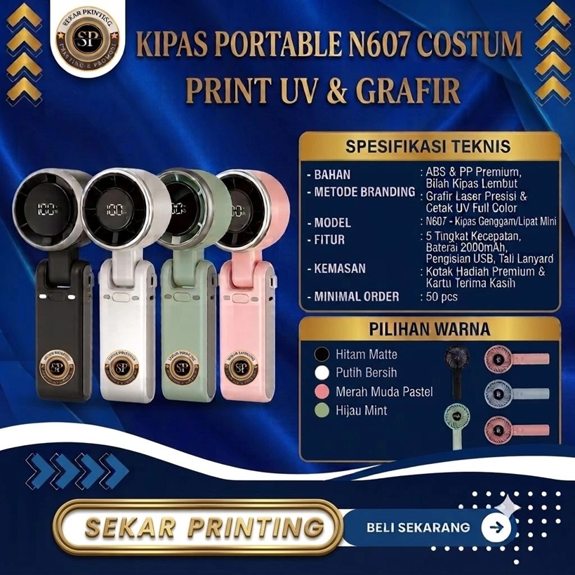 kipas mini portable costum, kipas Portable N607, costum kipas mini — Sekar Printing