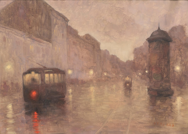 A Street In Budapest In The Rain