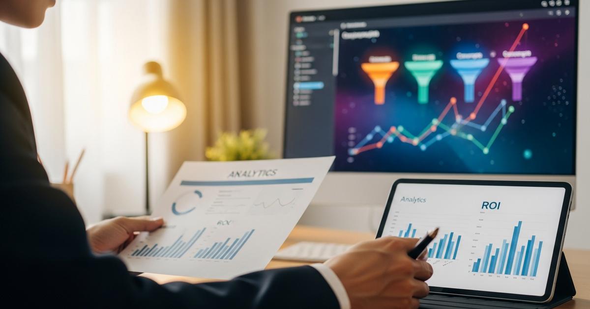Consultant al agenției de marketing digital Chișinău analizând rapoarte ROI și conversii
