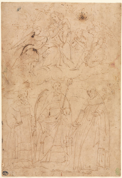 Madonna and Child in Glory above Three Saints c 1570