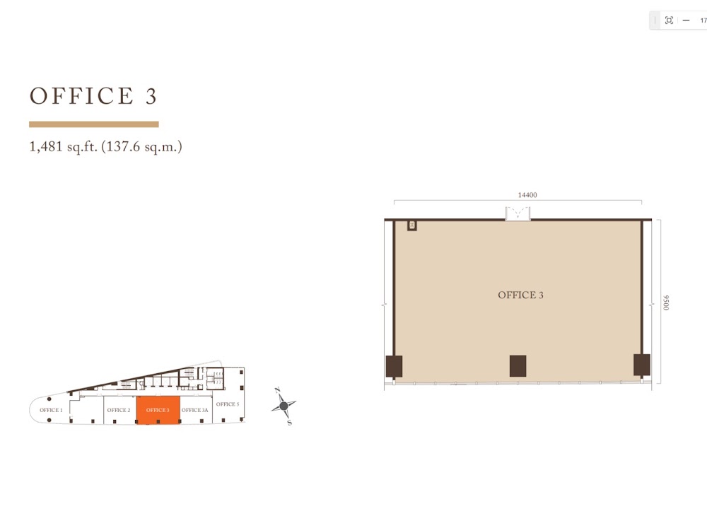 Pavilion Square Office Office Layout 3 floor plan — 1500 sq ft,  bedrooms