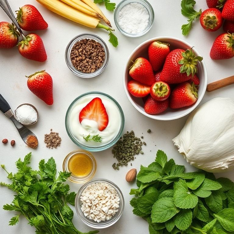 Ingredients for Easy Strawberry Yogurt Parfait Recipe for Breakfast or Snack – Quick & Creamy
