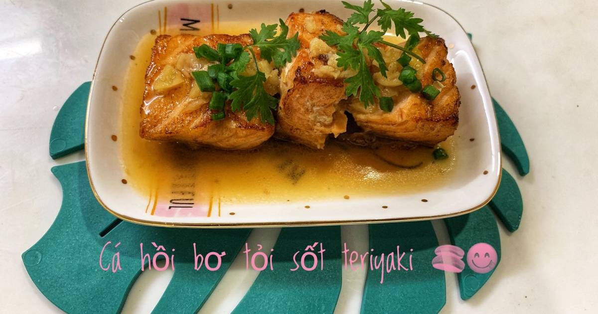 Cá hồi bơ tỏi sốt teriyaki