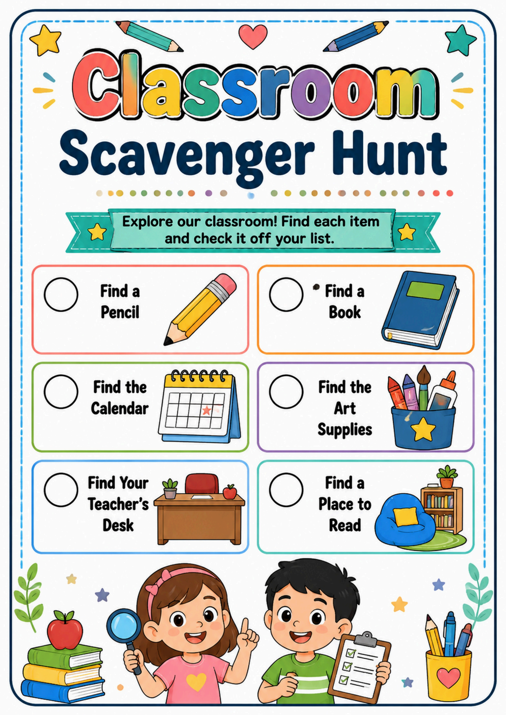 Classroom Scavenger Hunt Activity Worksheet