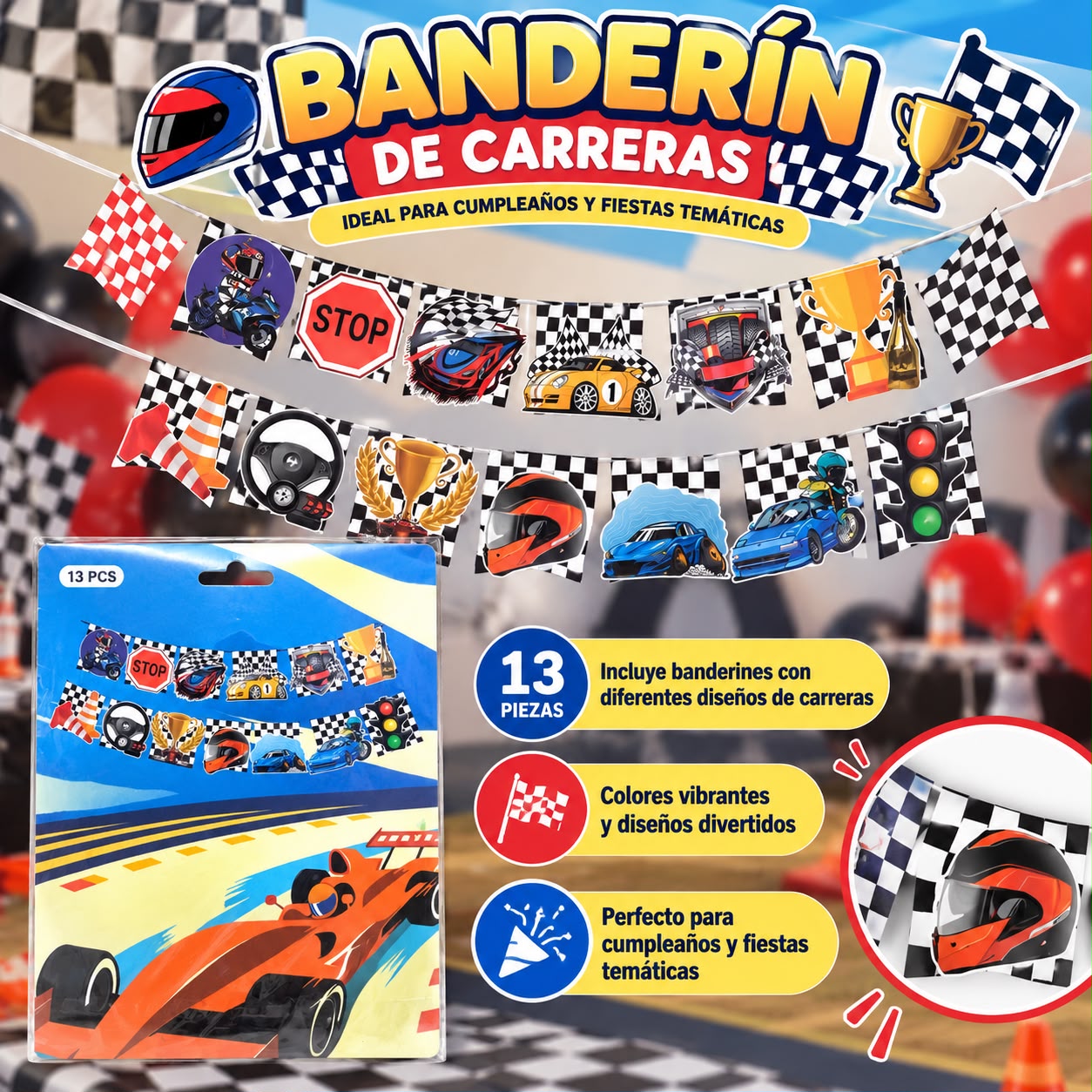 Banderín de carreras 13 piezas