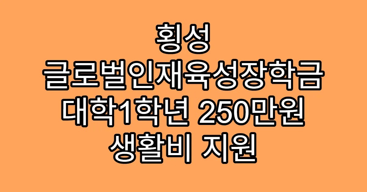 횡성 글로벌인재육성장학금 대학1학년 250만원 생활비 지원