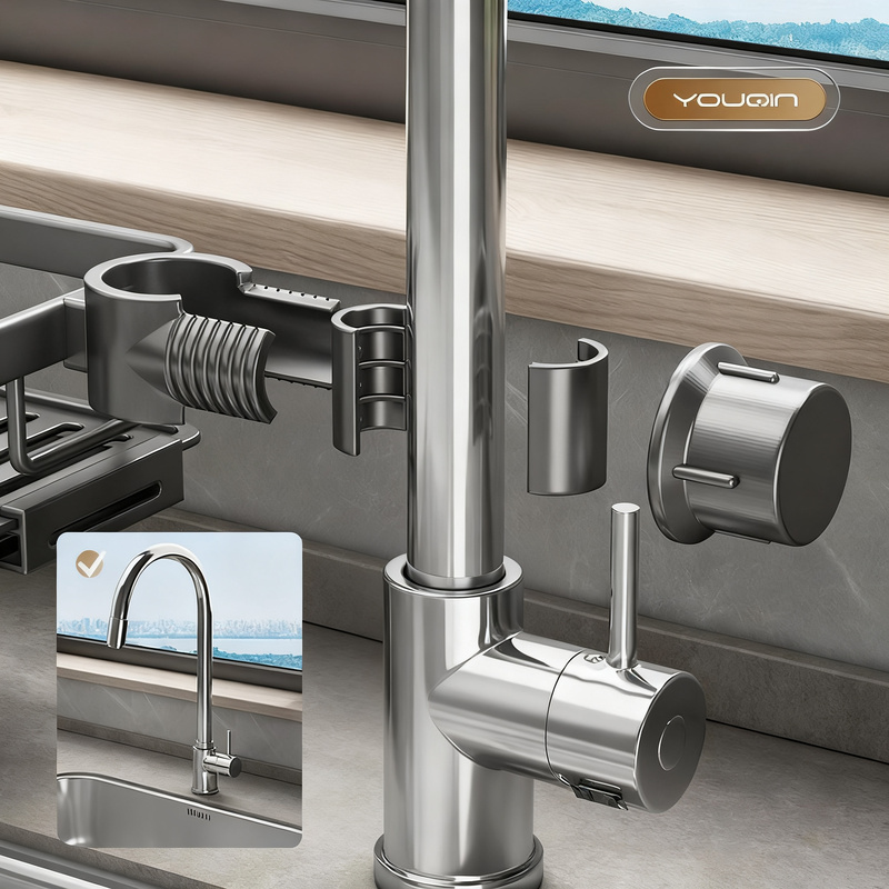 Aluminum sink organizer with draining tray