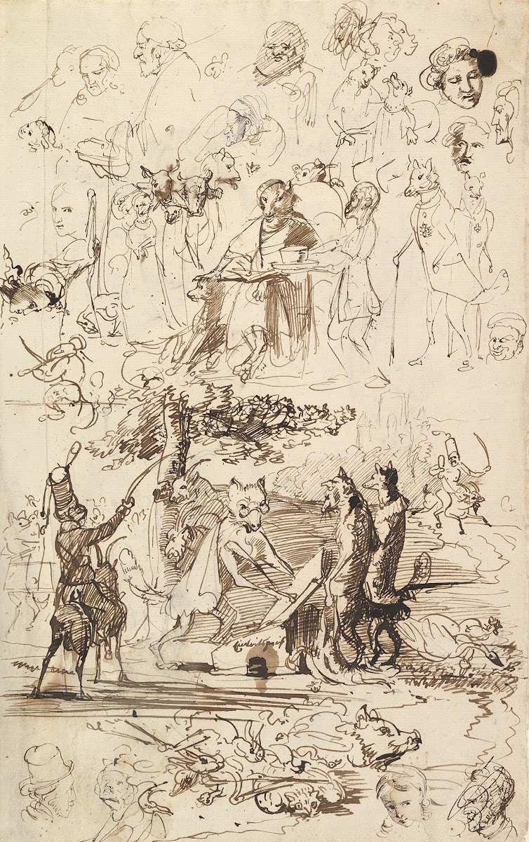 Sheet of Studies Including for Reineke Fuchs 19th century