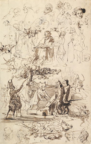 Sheet of Studies Including for Reineke Fuchs 19th century