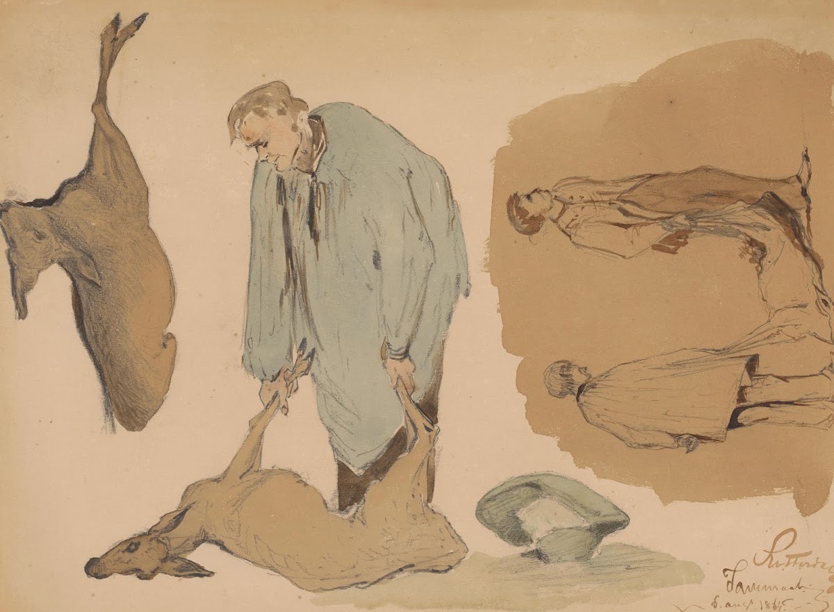 Poeliers met dode reeën 1864