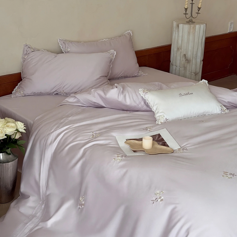 Long-staple cotton bed linen 4-piece set, embroidered