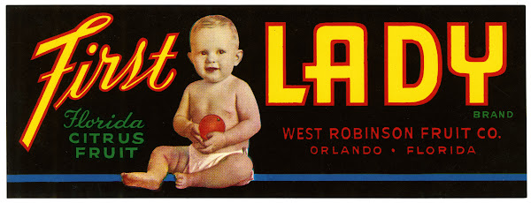 First Lady Brand Florida Citrus Fruit Label 1930 1950