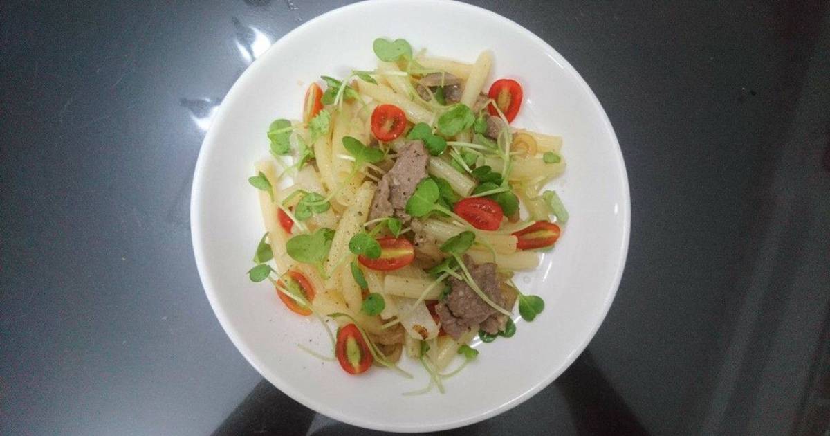 Nui xào bê ăn kèm 🥗