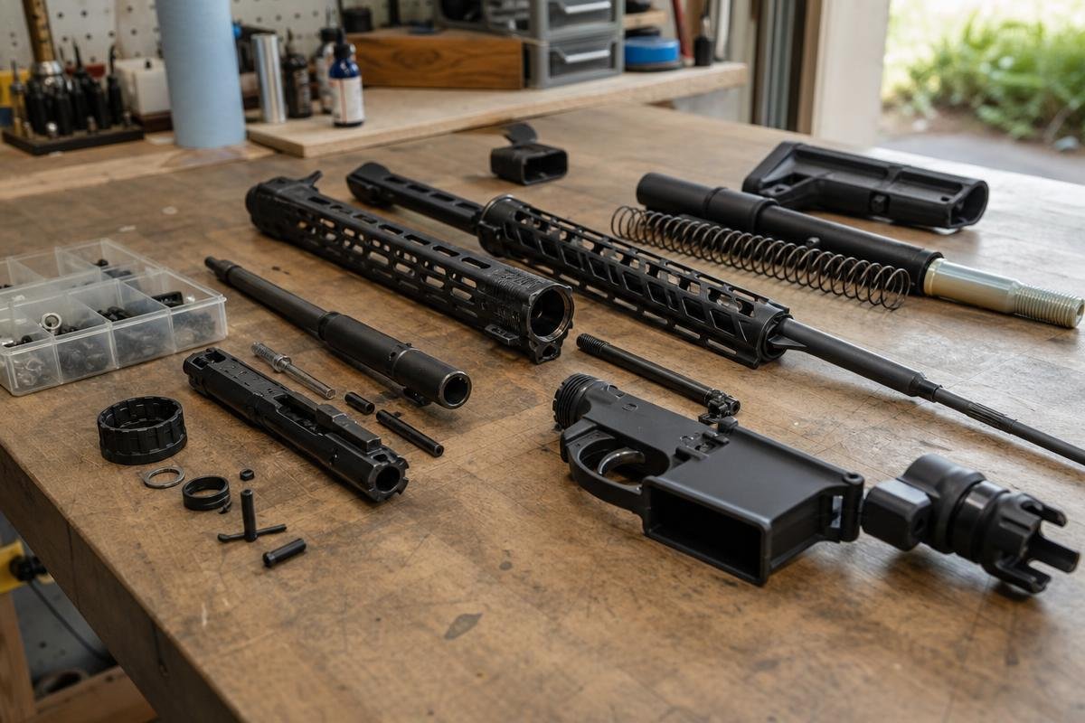AR-10 parts list organized for a first AR-10 build