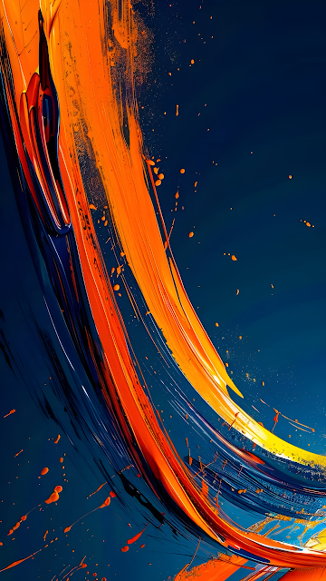 Vibrant Orange Navy Blue Abstract Paint Strokes Swirl - Free mobile Wallpaper