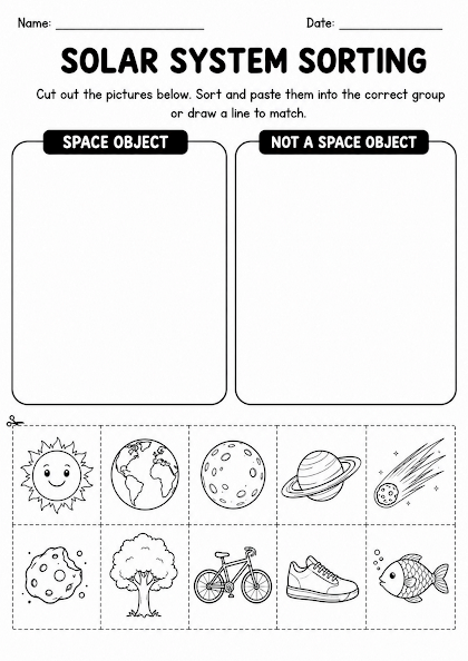 Solar System Sorting Worksheet