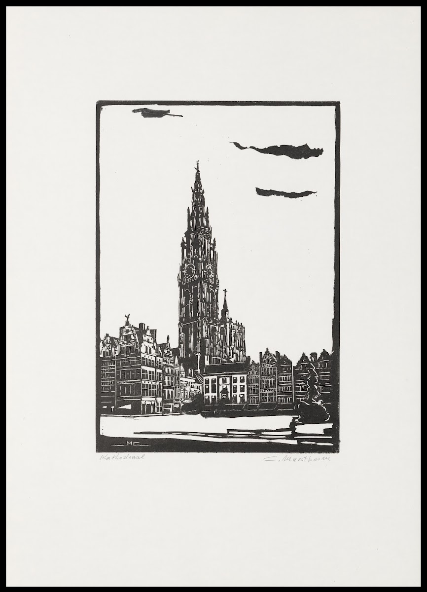Kathedraal te Antwerpen gezien van de Grote Markt 20th century