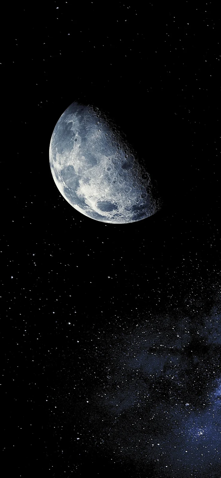Crescent Moon In Starry Space - Space Photography 2K iPhone Wallpaper (1772x3839)