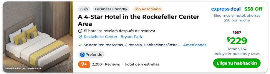 Express Deals de Priceline: hoteles de lujo con tarifa opaca