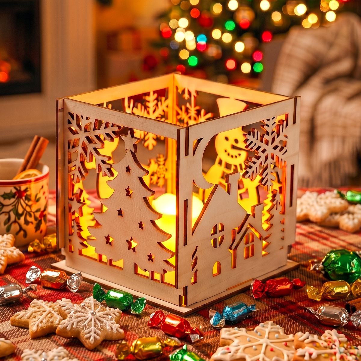 Christmas Wooden Lampshade Decoration