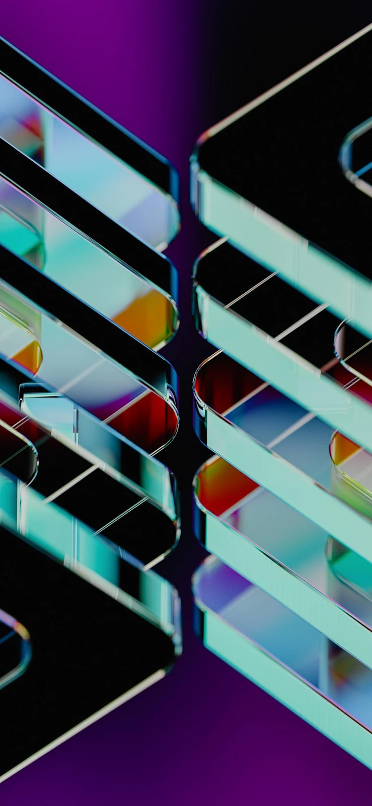 Abstract Iridescent Glass Plates - Digital 3D Art Full HD iPhone Wallpaper (1090x2360)