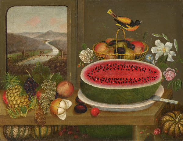 Fruit and Baltimore Oriole 1858