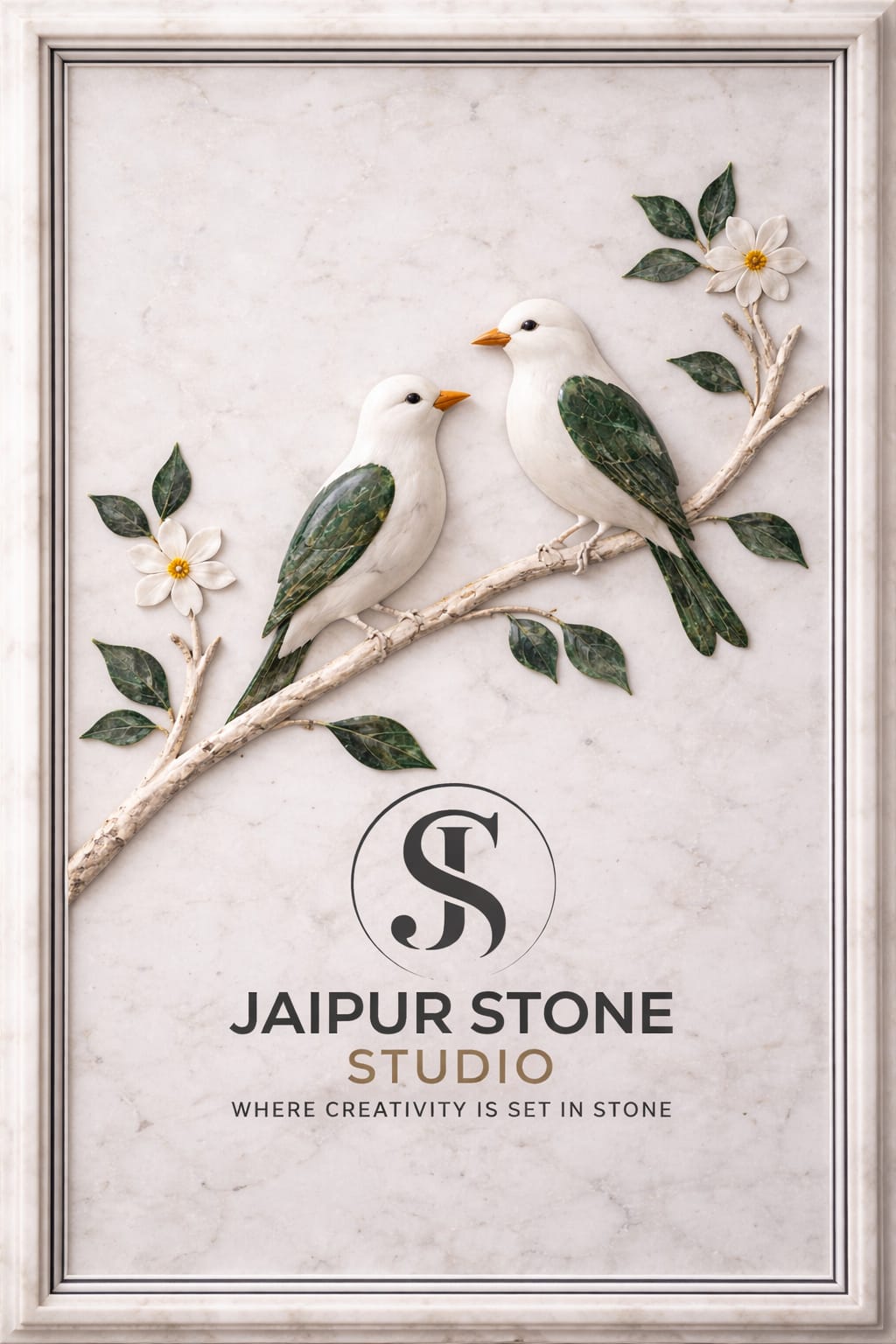 Inlaid Marble Wall Art – Birds on Branch