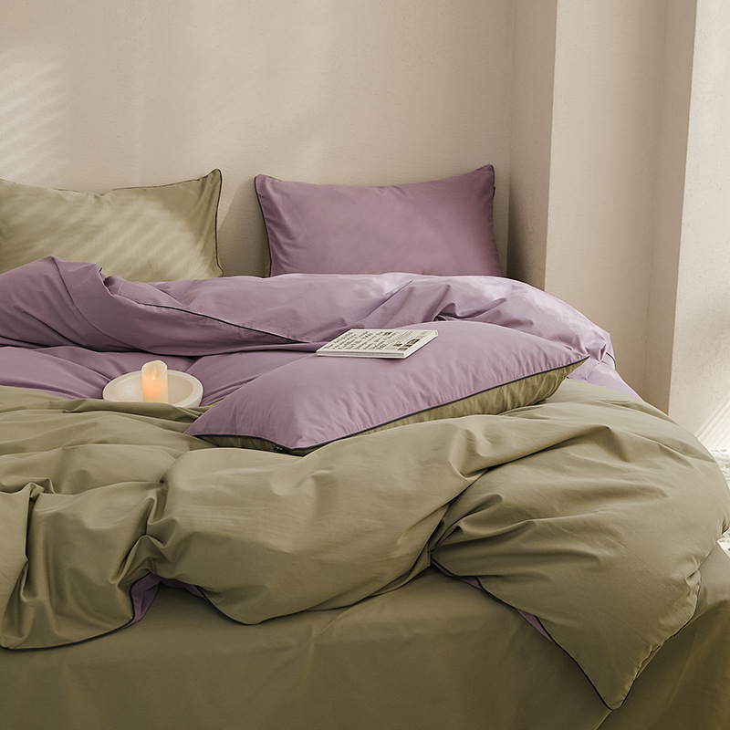 Nordic Cotton Bedding Set, Brushed, Solid Color