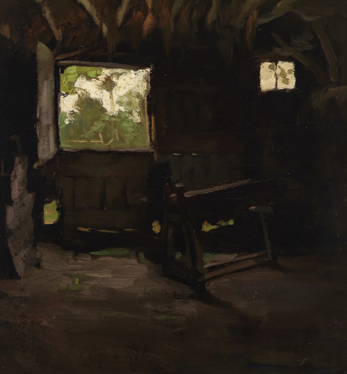 Interieur van een schuur circa 1920