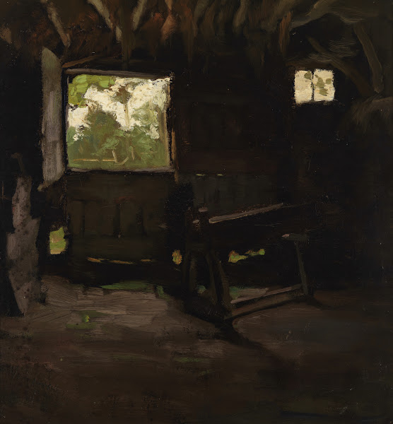 Interieur van een schuur circa 1920