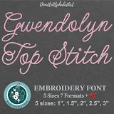Gwendolyn Top Stitch Satin embroidery font, primary stitch sample