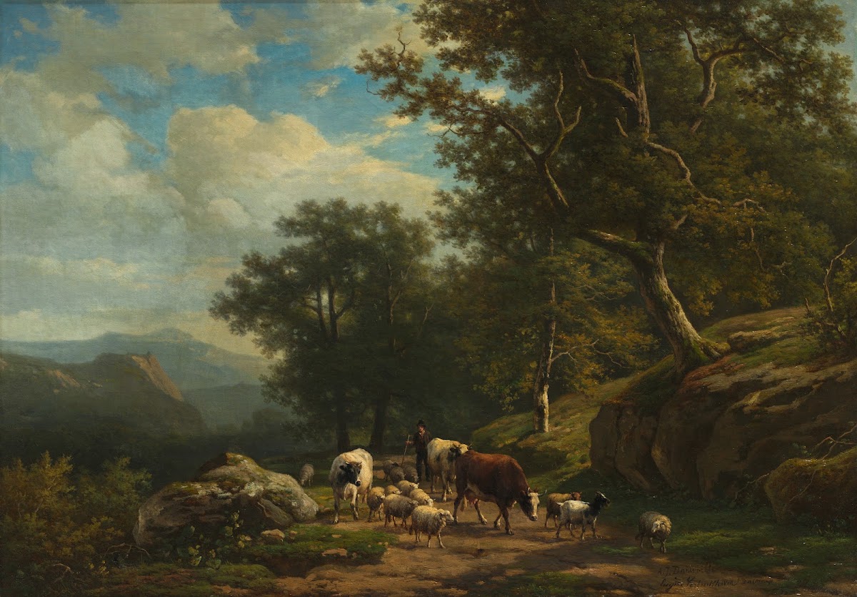 Landscape with a Peasant and His Flock c 1850   1859