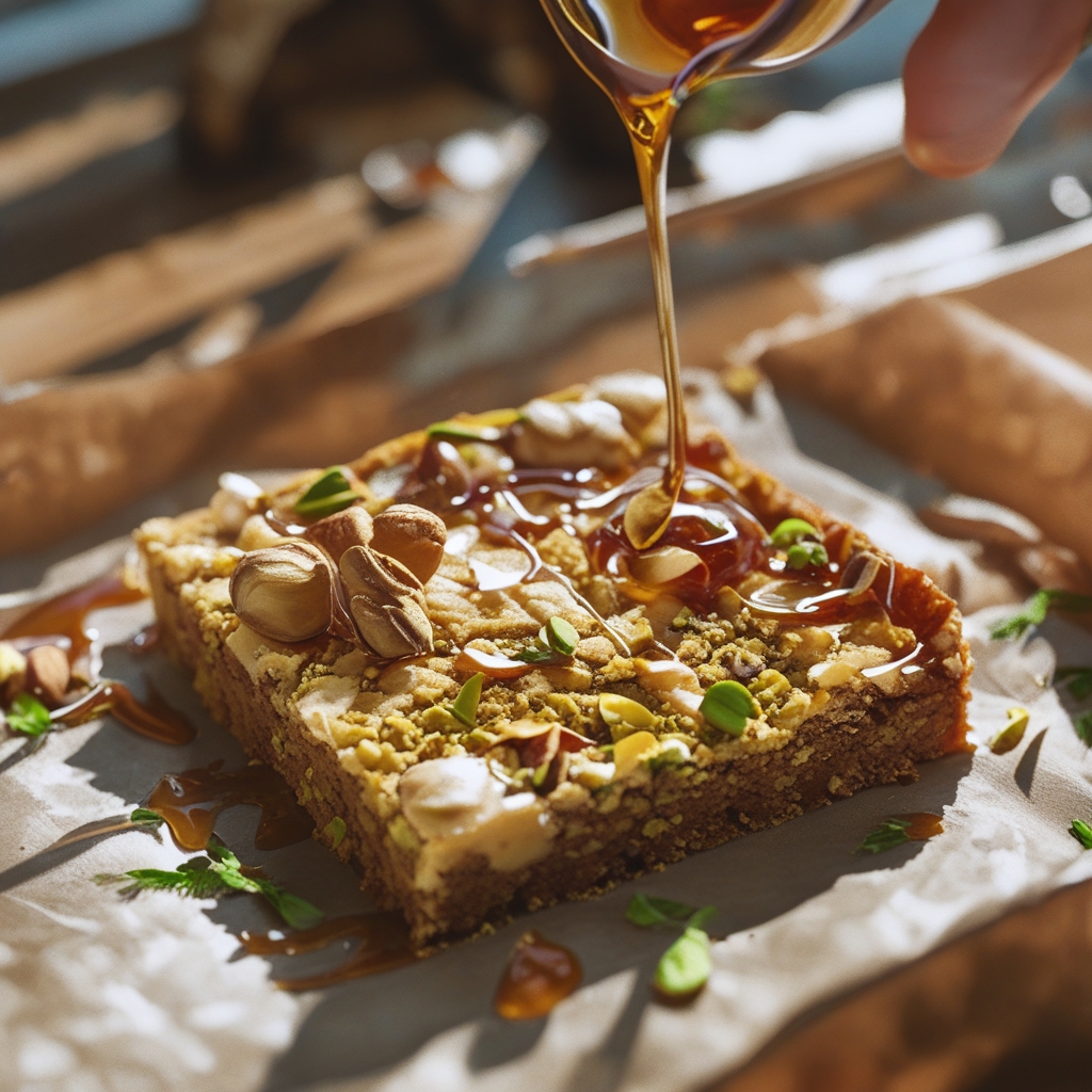 Brown Butter and Honey Pistachio Cookie Bars Recipe - Easy Homemade Delight finished
