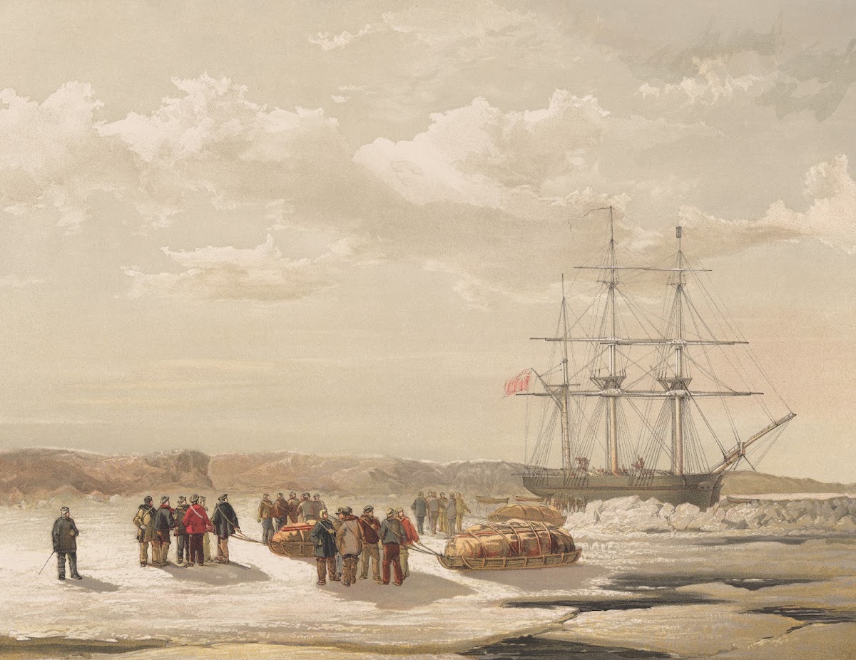 Sledge Party leaving HMS Investigator in Mercy Bay under command of Lieutenant G
