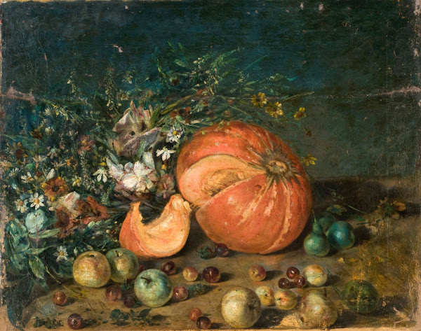 Still life pumpkins and fruit 19th century