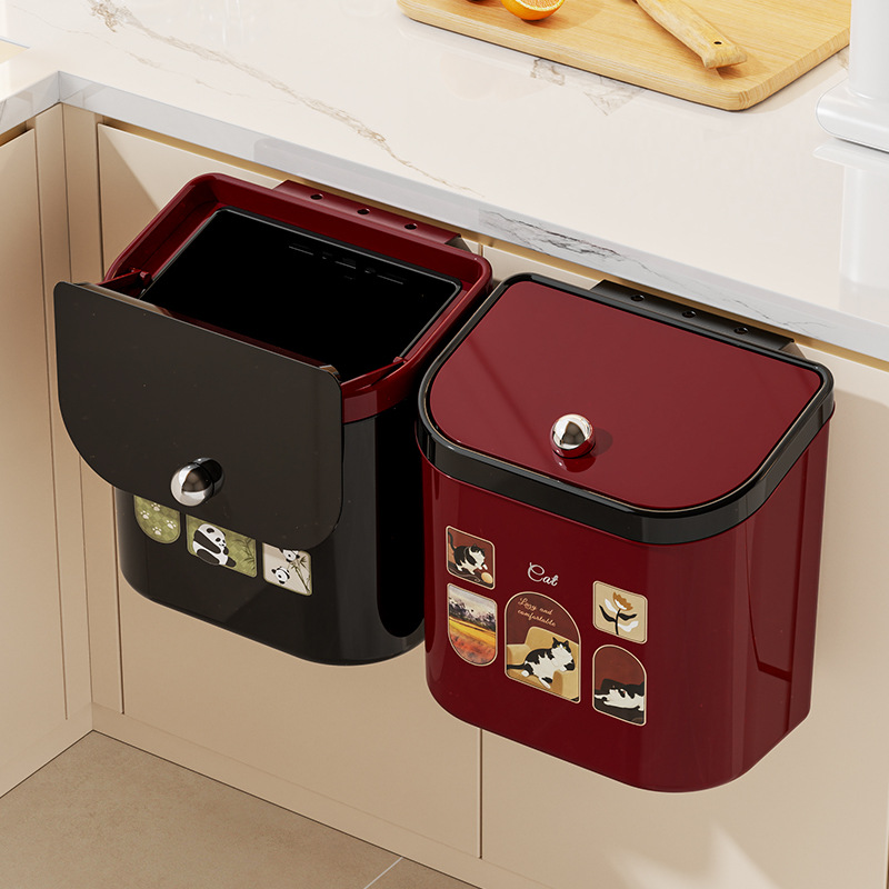 Wall-mounted trash bin, plastic, up to 4 L