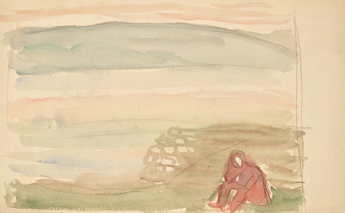 Sitzender in Landschaft