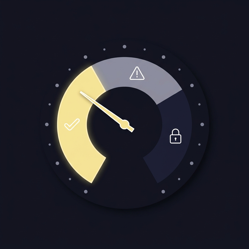 Minimalist vector dial infographic showing three availability zones fresh caution unavailable with icons and needle in Funded Plays colors Evaluating Relief Pitcher Availability