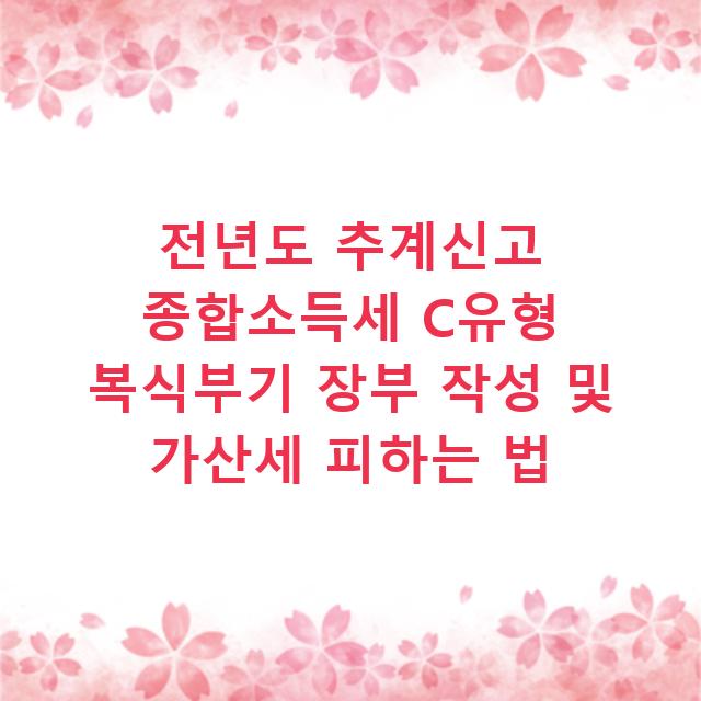 전년도 추계신고 종합소득세 C유형 복식부기 장부 작성 및 가산세 피하는 법