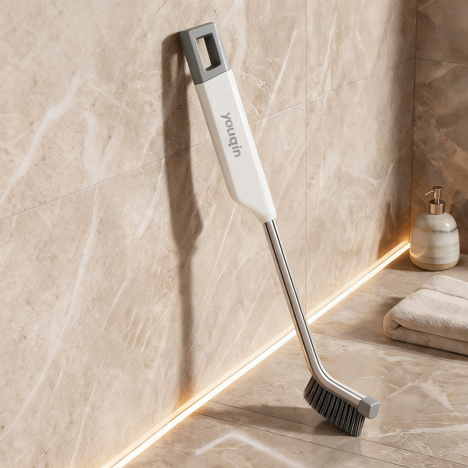 Long Handle Grout Brush with Scraper