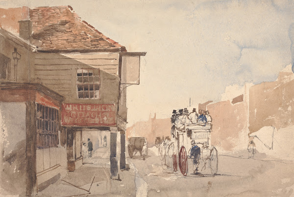 The Royal Coach Outside the White Lion Inn ca 1845